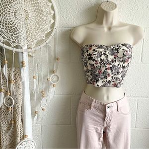 NWOT ANGL Floral Bandage Crop Tube Top